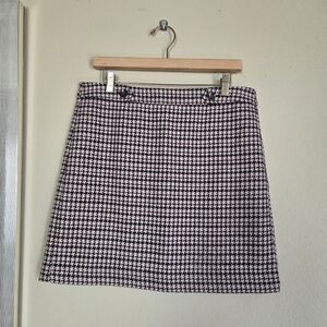 Loft Wool Blend Herringbone Tweed Mini Skirt Office